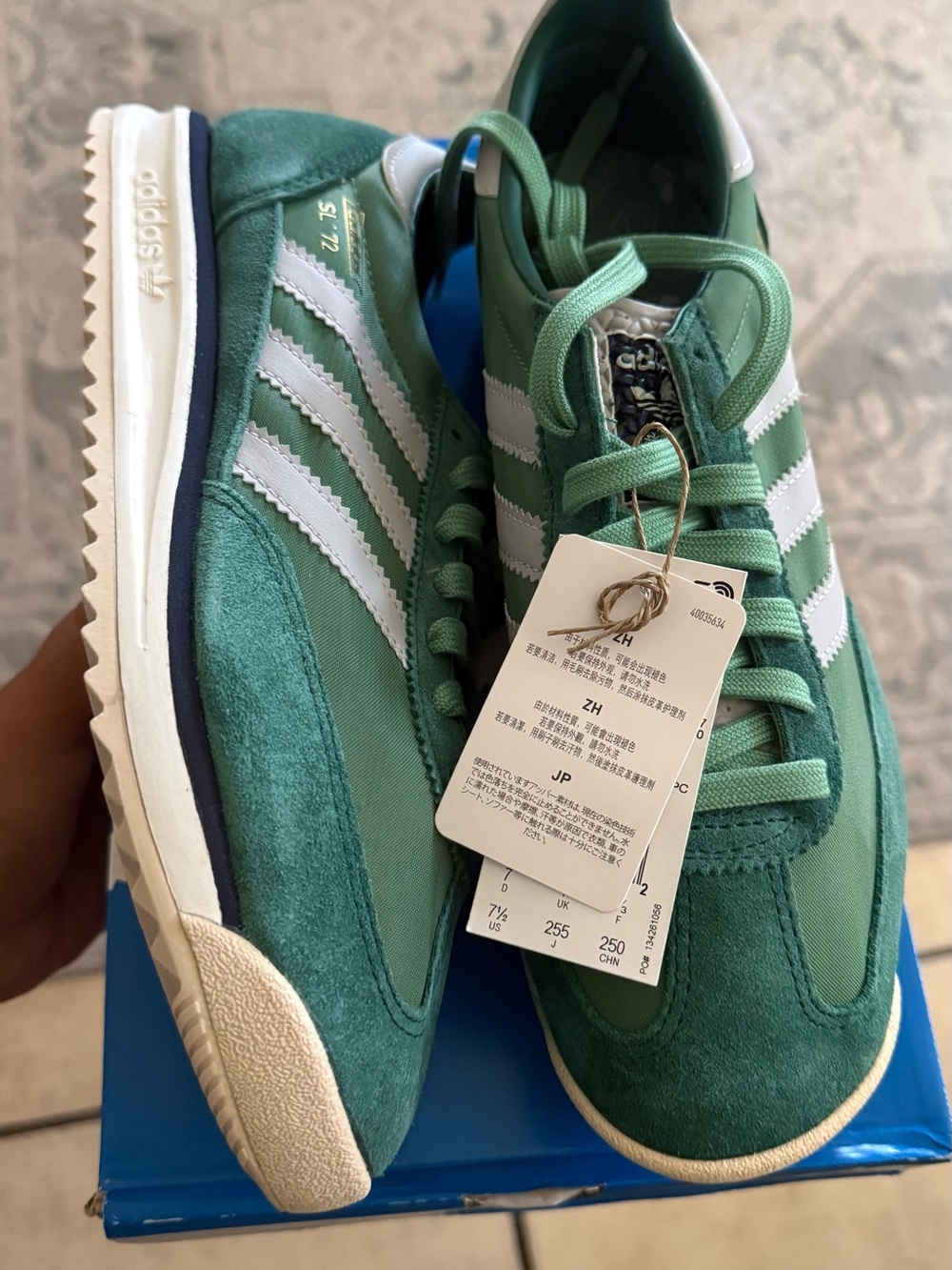 adidas Green and White Classic Suede Runner Sneakers